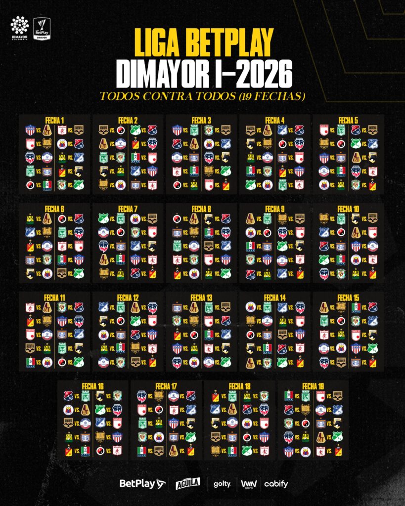 Fixture completo de la Liga BetPlay 2026-II